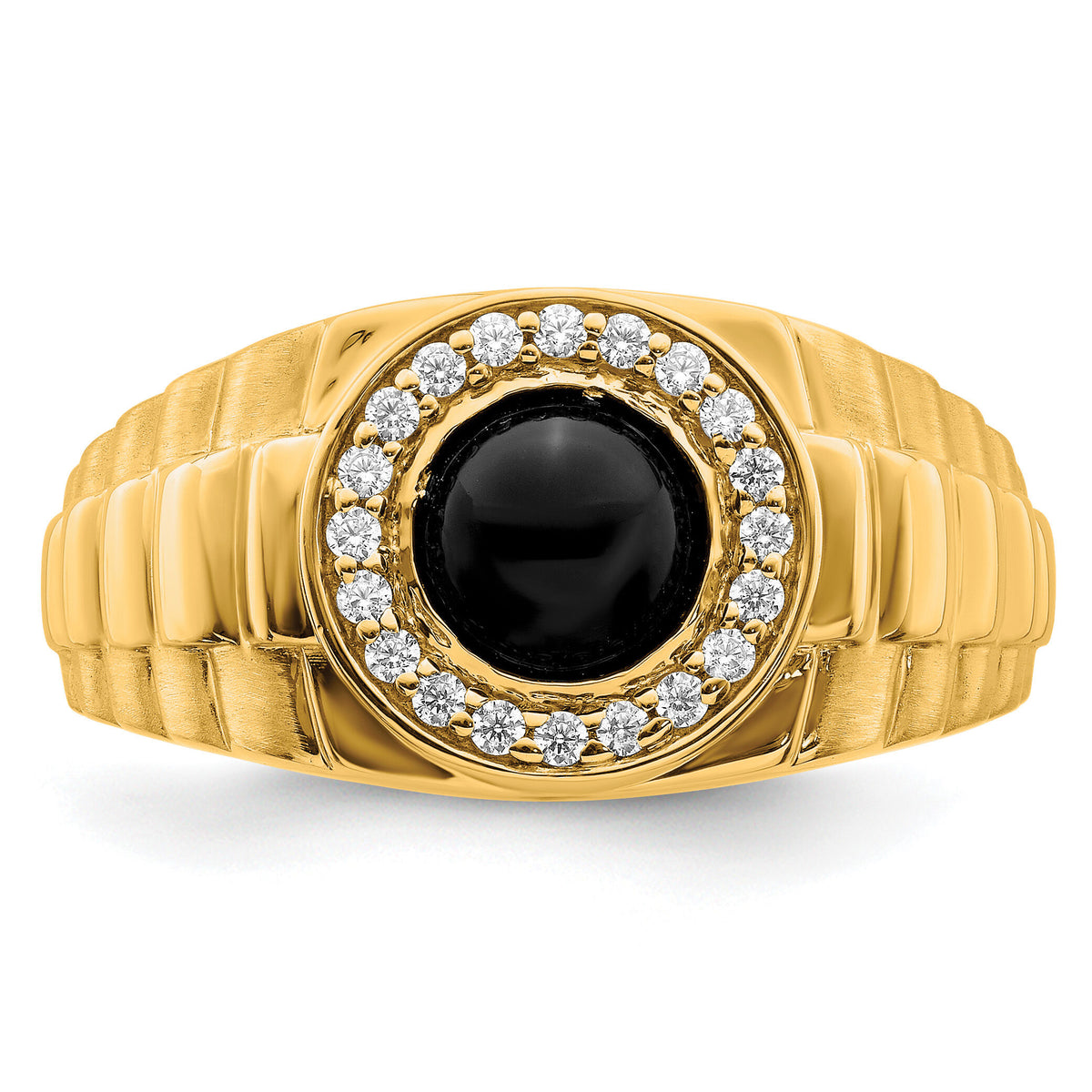 14k Onyx and Diamond Mens Ring-RM7329