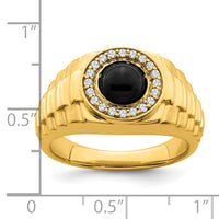 14k Onyx and Diamond Mens Ring-RM7329