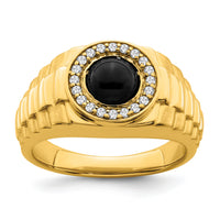 14k Onyx and Diamond Mens Ring-RM7329