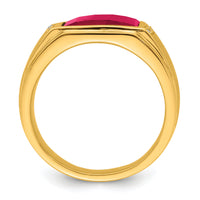 14k Created Ruby and Diamond Mens Ring-RM7359
