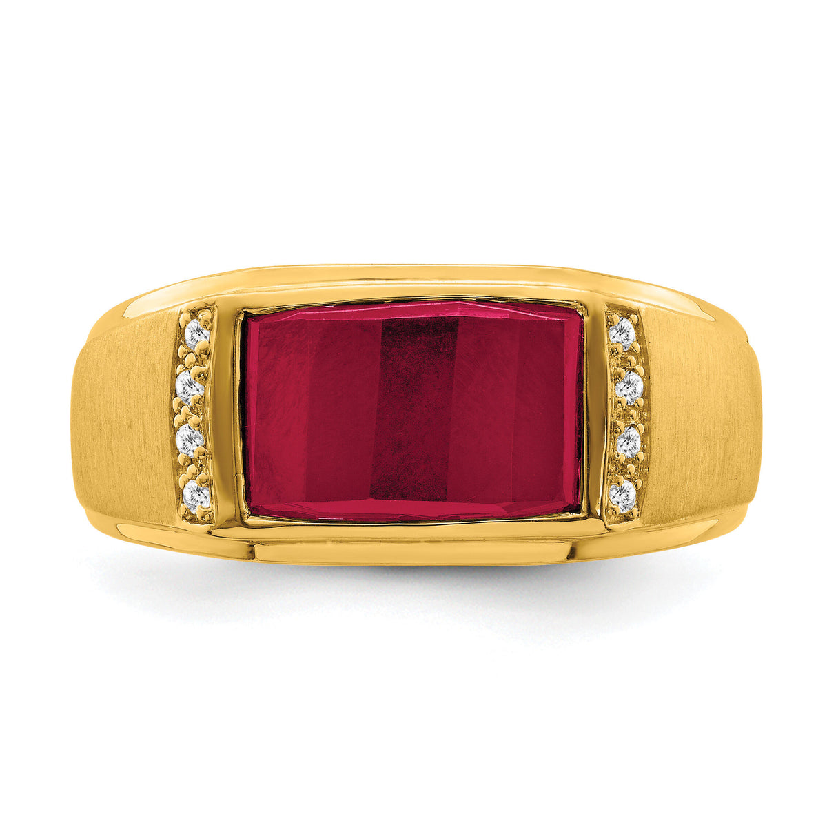 14k Created Ruby and Diamond Mens Ring-RM7359