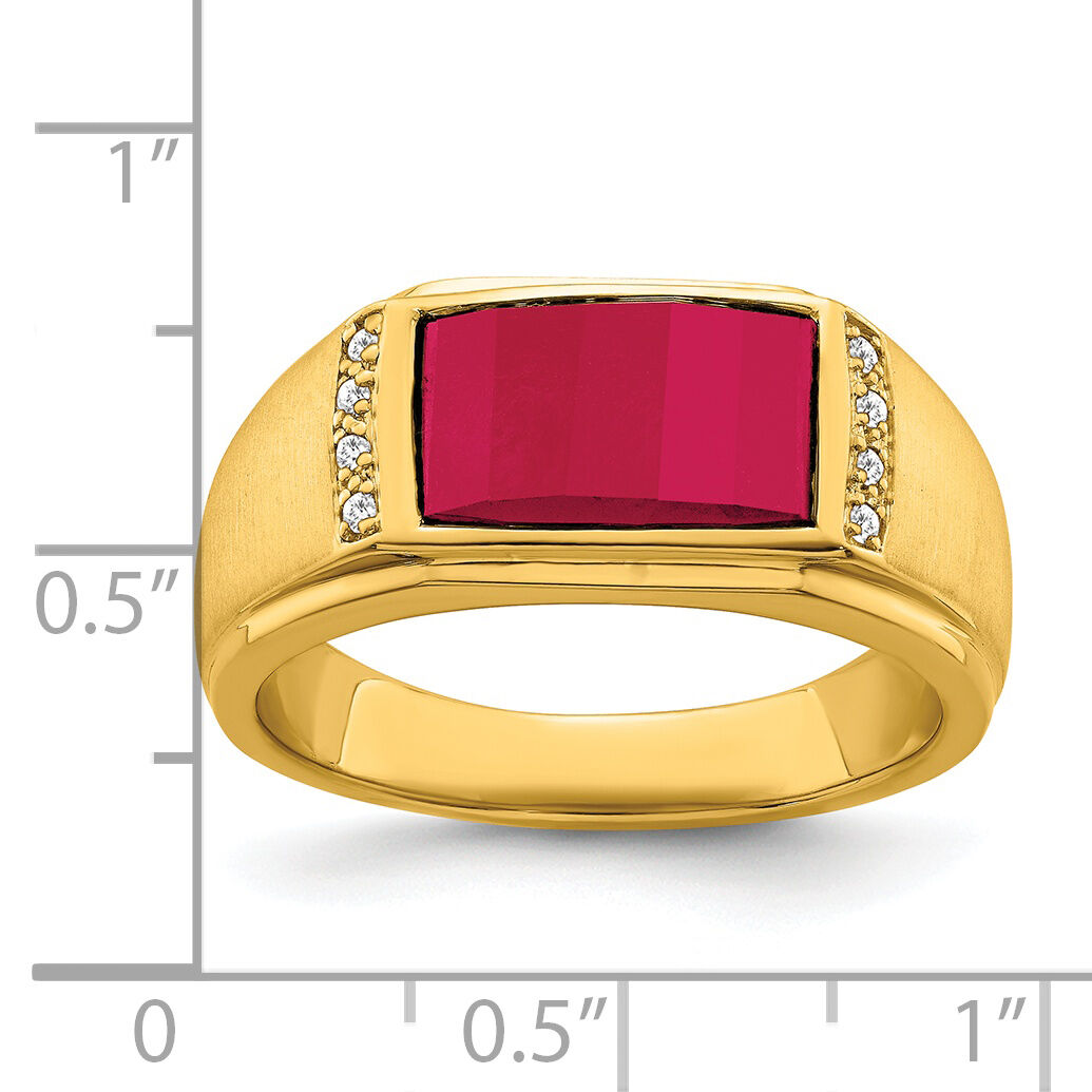 14k Created Ruby and Diamond Mens Ring-RM7359