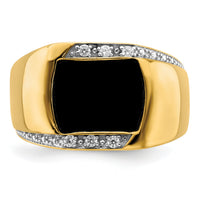 14k Onyx and Diamond Mens Ring-RM7360