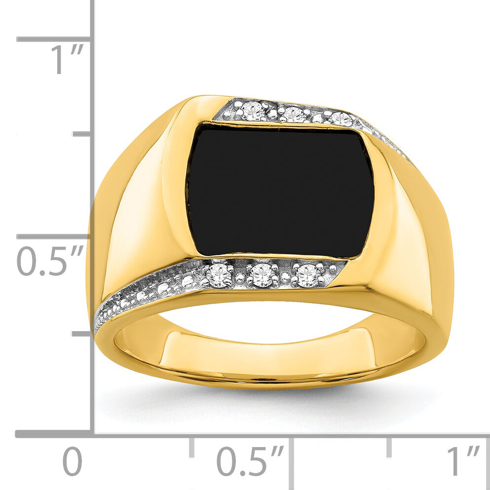 14k Onyx and Diamond Mens Ring-RM7360