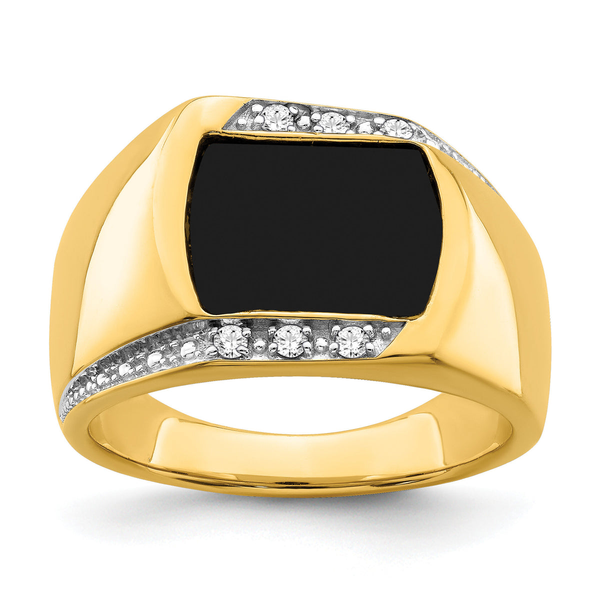 14k Onyx and Diamond Mens Ring-RM7360