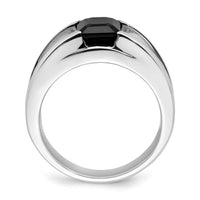 14k White Gold Onyx and Diamond Mens Ring-RM7392