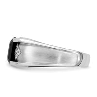 14k White Gold Onyx and Diamond Mens Ring-RM7392