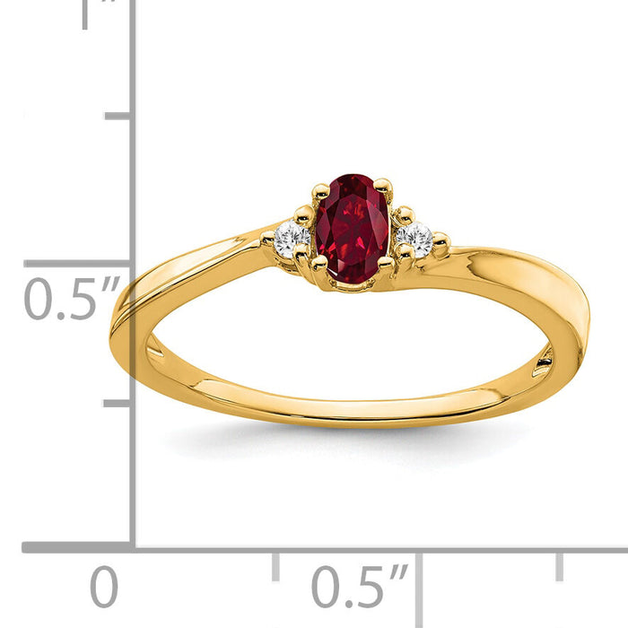 14K Created Ruby and Diamond Ring-RM7405