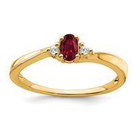 14K Created Ruby and Diamond Ring-RM7405