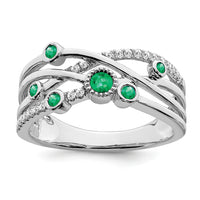 14k White Gold Emerald and Diamond Ring-RM7453