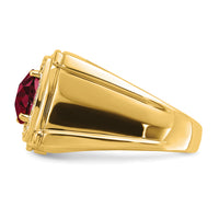 14k Created Checkerboard Ruby and Diamond Mens Ring-RM7461