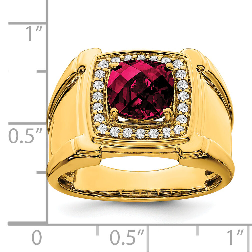 14k Created Checkerboard Ruby and Diamond Mens Ring-RM7461