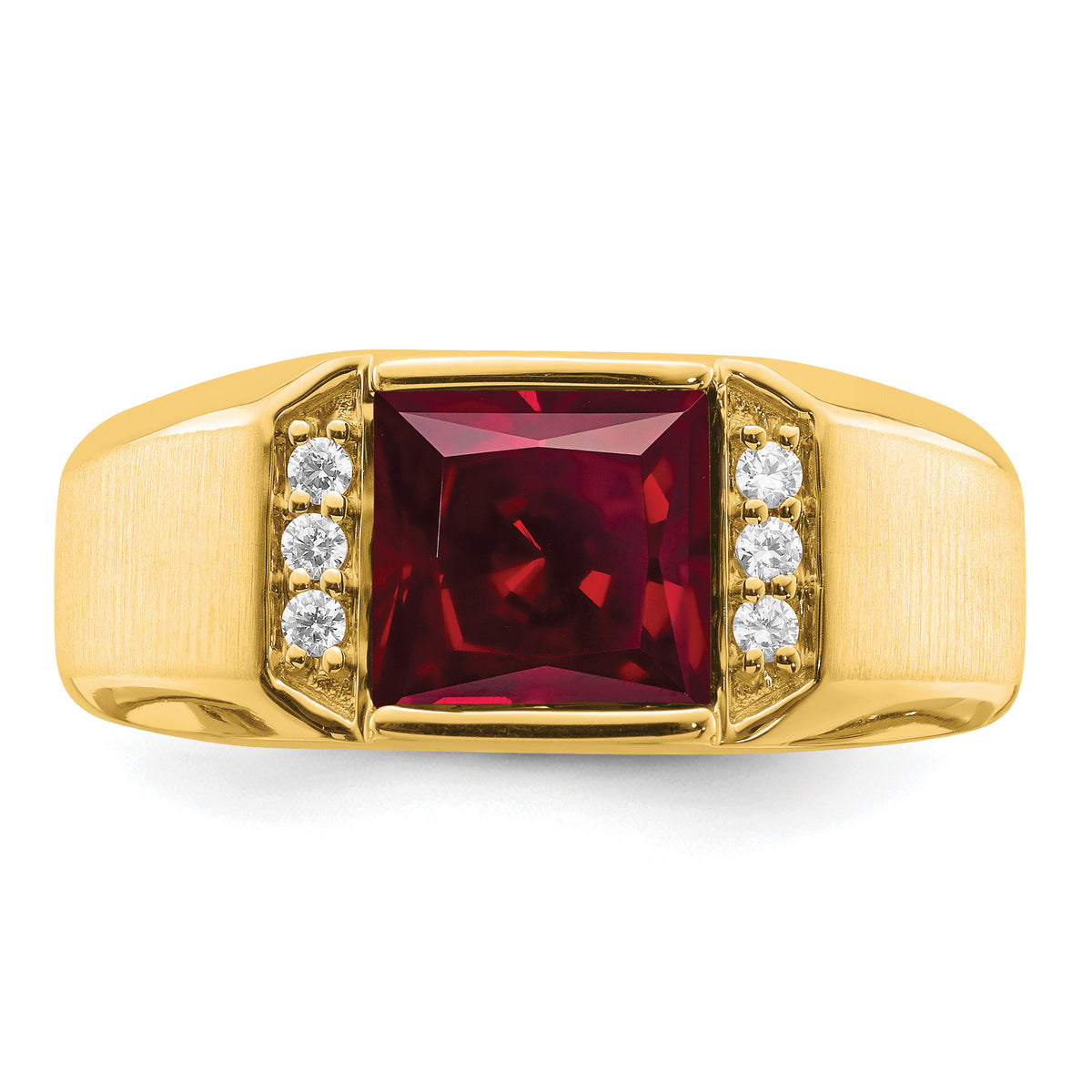 14k Square Created Ruby and Diamond Mens Ring-RM7462