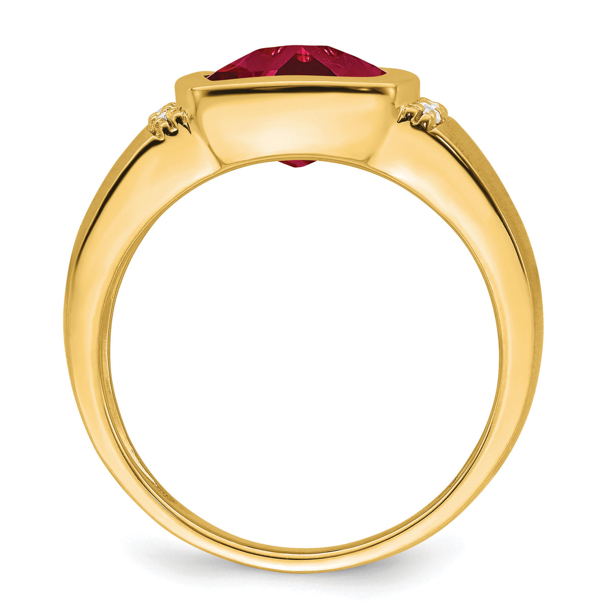 14k Created Ruby and Diamond Mens Ring-RM7463