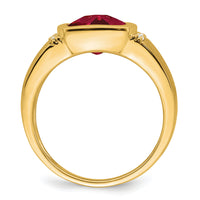 14k Created Ruby and Diamond Mens Ring-RM7463