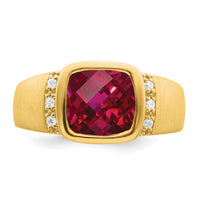14k Created Ruby and Diamond Mens Ring-RM7463