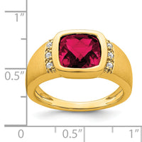 14k Created Ruby and Diamond Mens Ring-RM7463