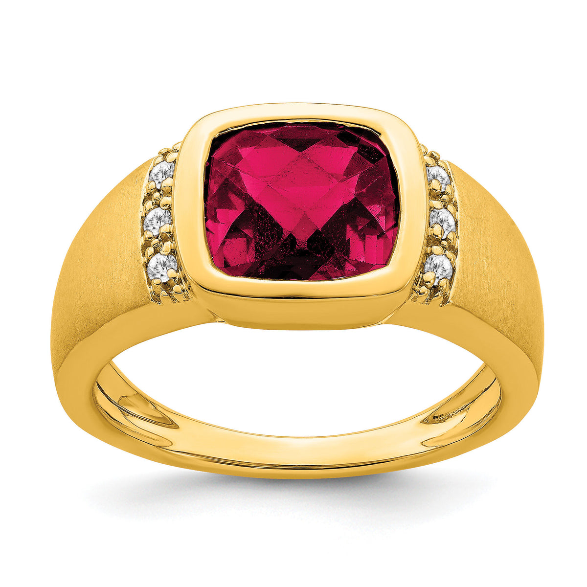 14k Created Ruby and Diamond Mens Ring-RM7463