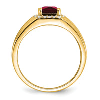 14k Cushion Created Ruby and Diamond Mens Ring-RM7465