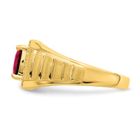 14k Cushion Created Ruby and Diamond Mens Ring-RM7467