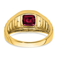 14k Cushion Created Ruby and Diamond Mens Ring-RM7467