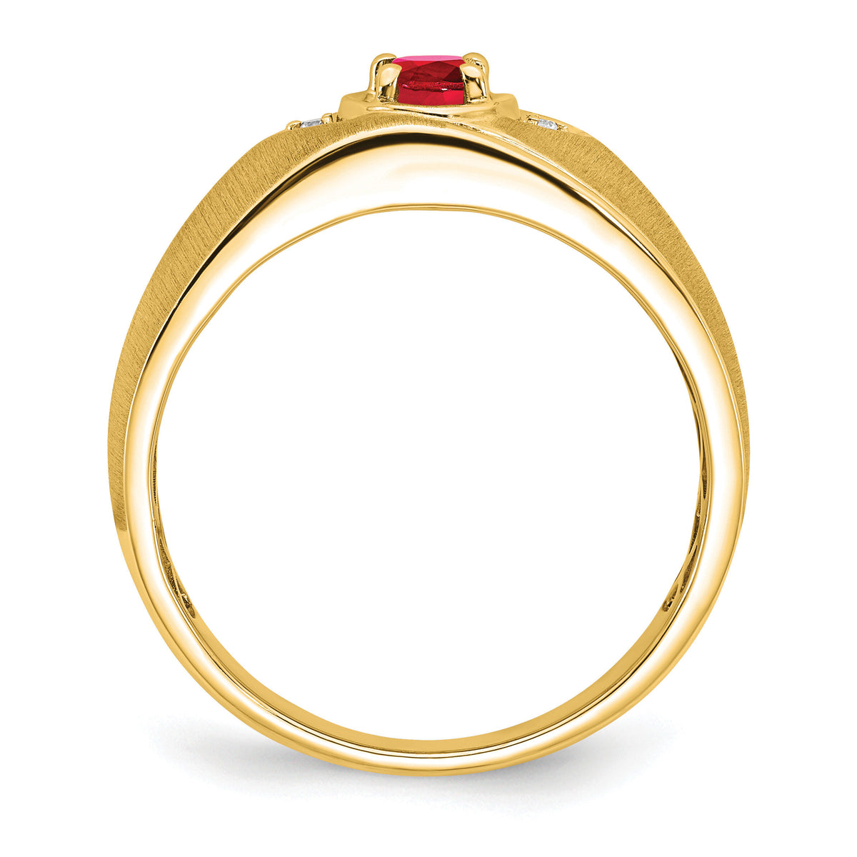 14k Oval Ruby and Diamond Mens Ring-RM7475