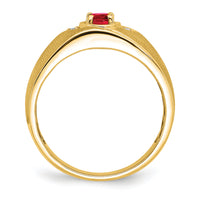14k Oval Ruby and Diamond Mens Ring-RM7475