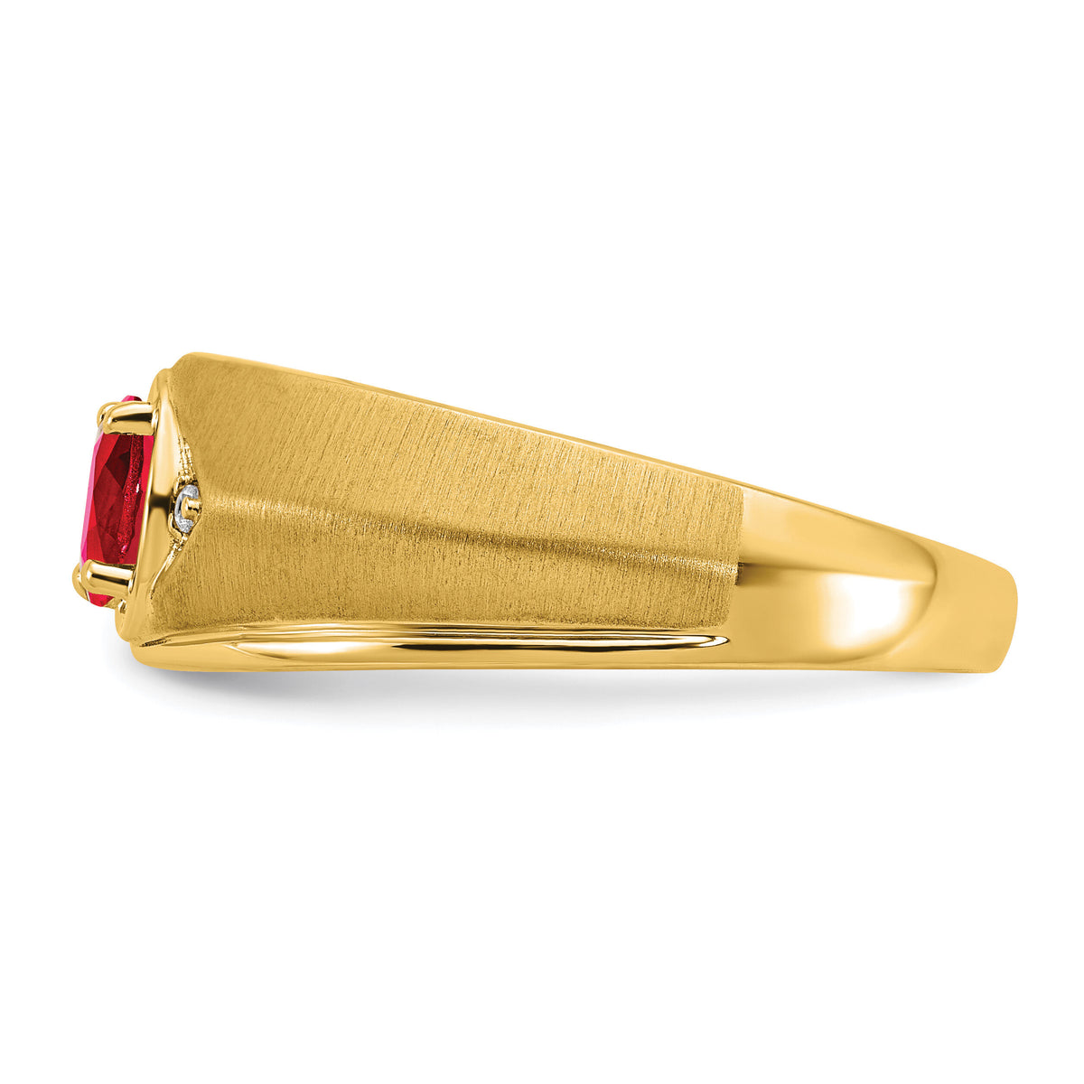 14k Oval Ruby and Diamond Mens Ring-RM7475