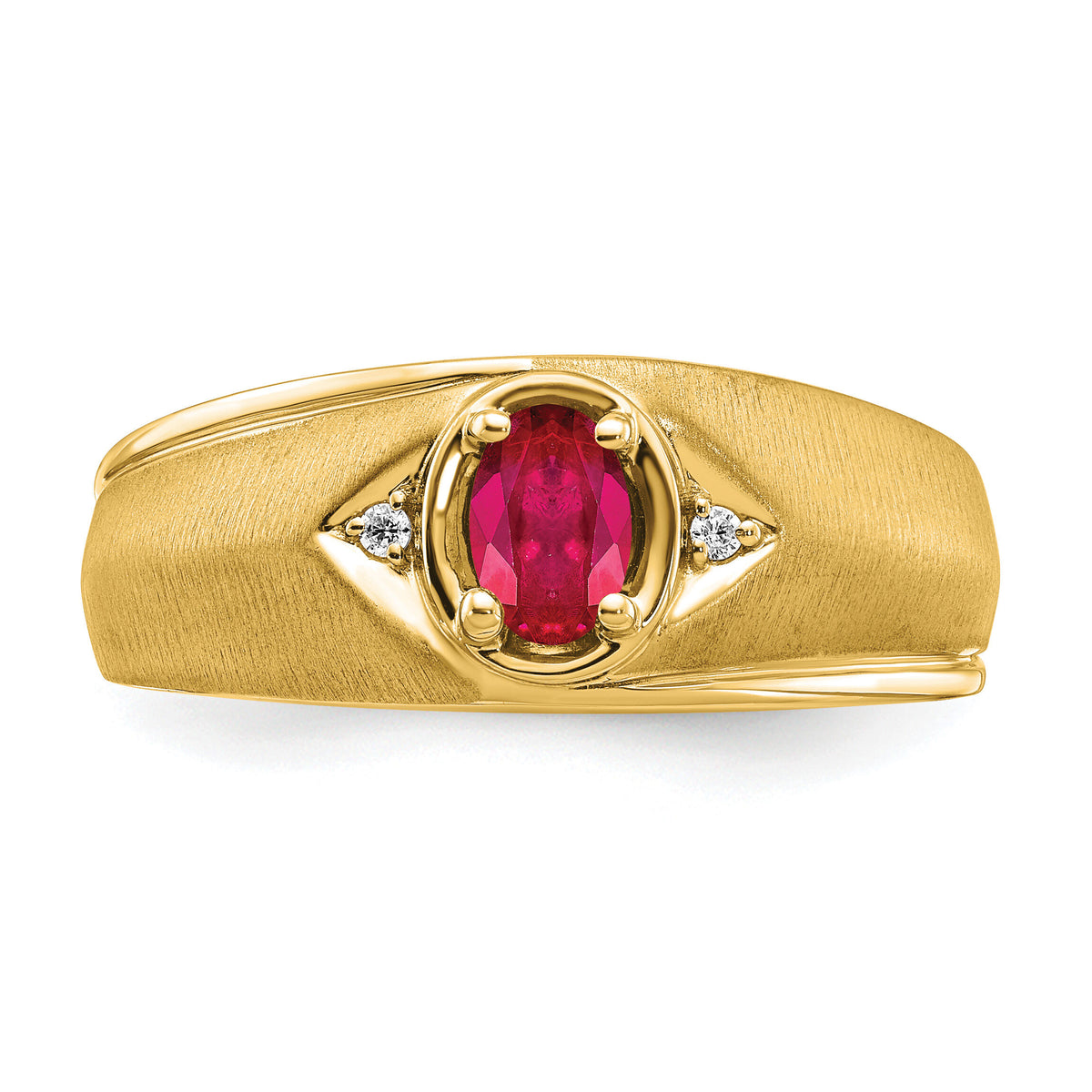 14k Oval Ruby and Diamond Mens Ring-RM7475