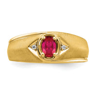 14k Oval Ruby and Diamond Mens Ring-RM7475