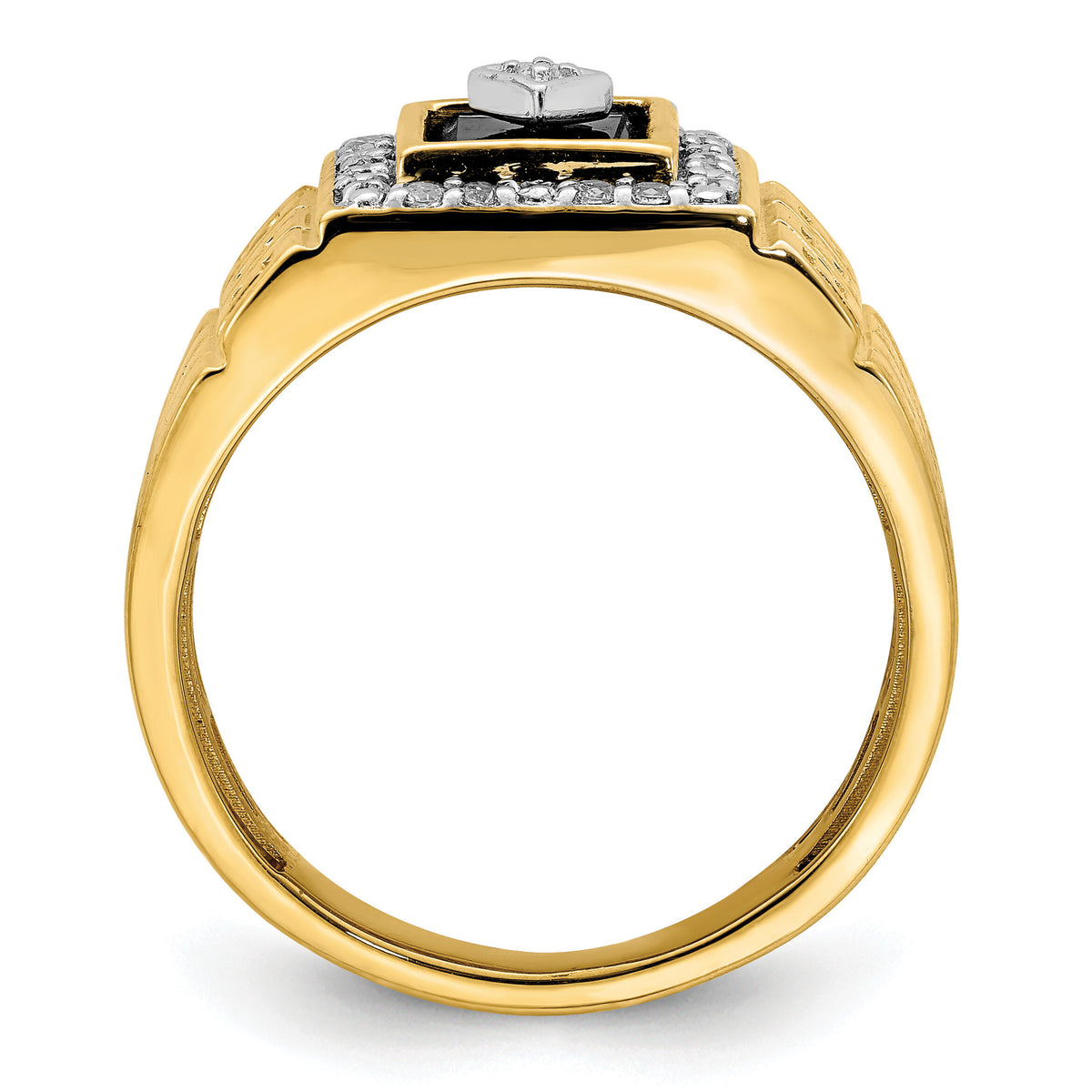 14k Onyx and Diamond Greek Key Design Mens Ring-RM7477