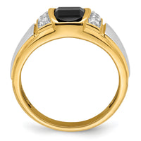 14k Two-tone Onyx and Diamond Mens Ring-RM7478