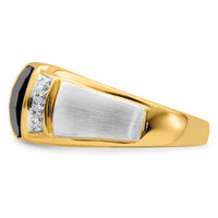 14k Two-tone Onyx and Diamond Mens Ring-RM7478