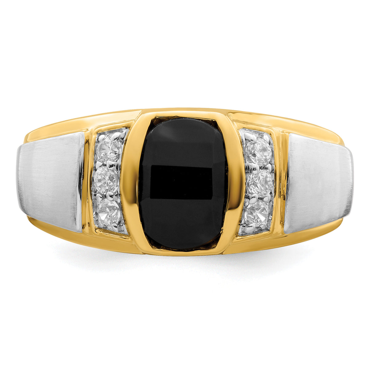 14k Two-tone Onyx and Diamond Mens Ring-RM7478