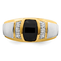 14k Two-tone Onyx and Diamond Mens Ring-RM7478