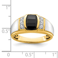 14k Two-tone Onyx and Diamond Mens Ring-RM7478