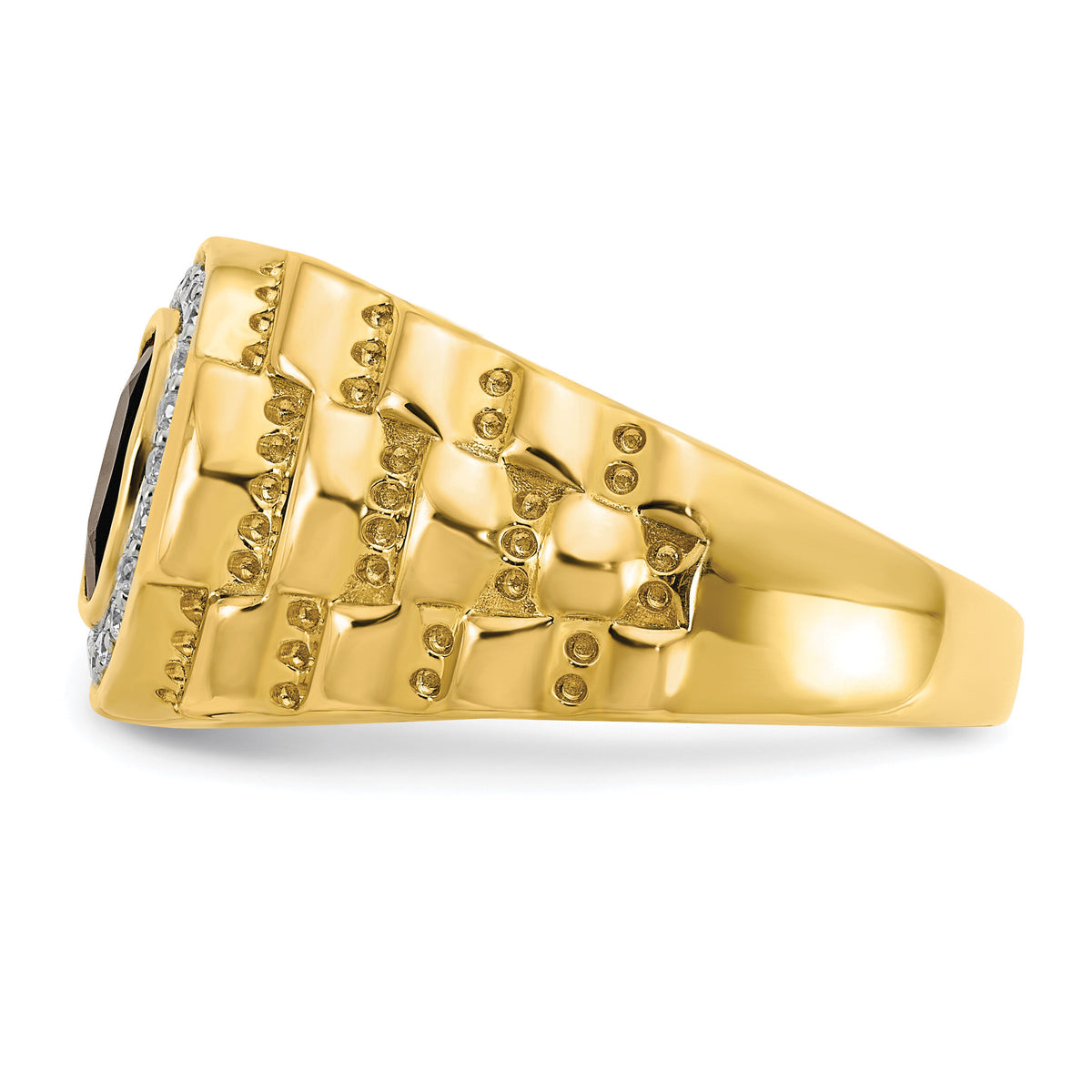 14k Onyx and Diamond Textured Mens Ring-RM7479
