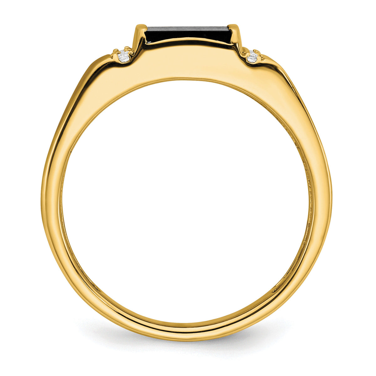 14k Square Onyx and Diamond Mens Ring-RM7480