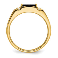 14k Square Onyx and Diamond Mens Ring-RM7480