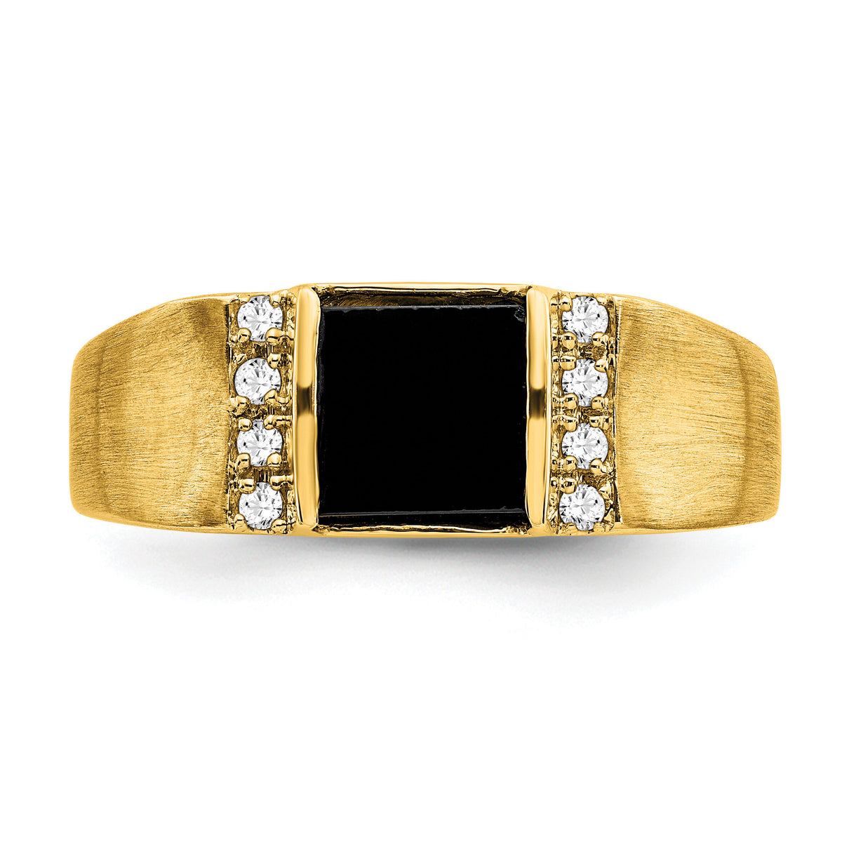 14k Square Onyx and Diamond Mens Ring-RM7480