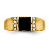 14k Square Onyx and Diamond Mens Ring-RM7480