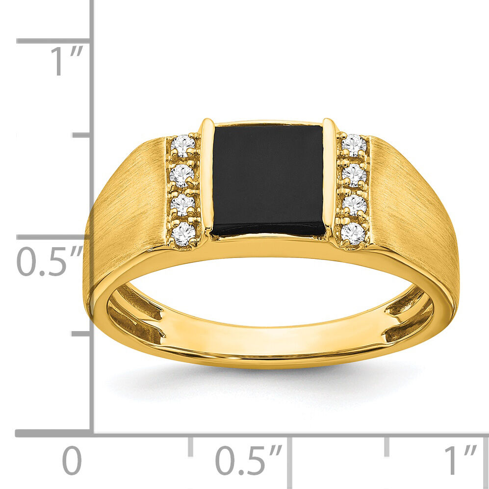 14k Square Onyx and Diamond Mens Ring-RM7480