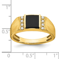 14k Square Onyx and Diamond Mens Ring-RM7480
