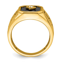 14k Onyx and Diamond Greek Key Design Mens Ring-RM7481