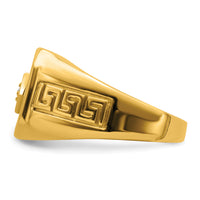 14k Onyx and Diamond Greek Key Design Mens Ring-RM7481