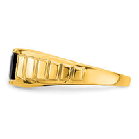 14k Square Onyx and Diamond Mens Ring-RM7482