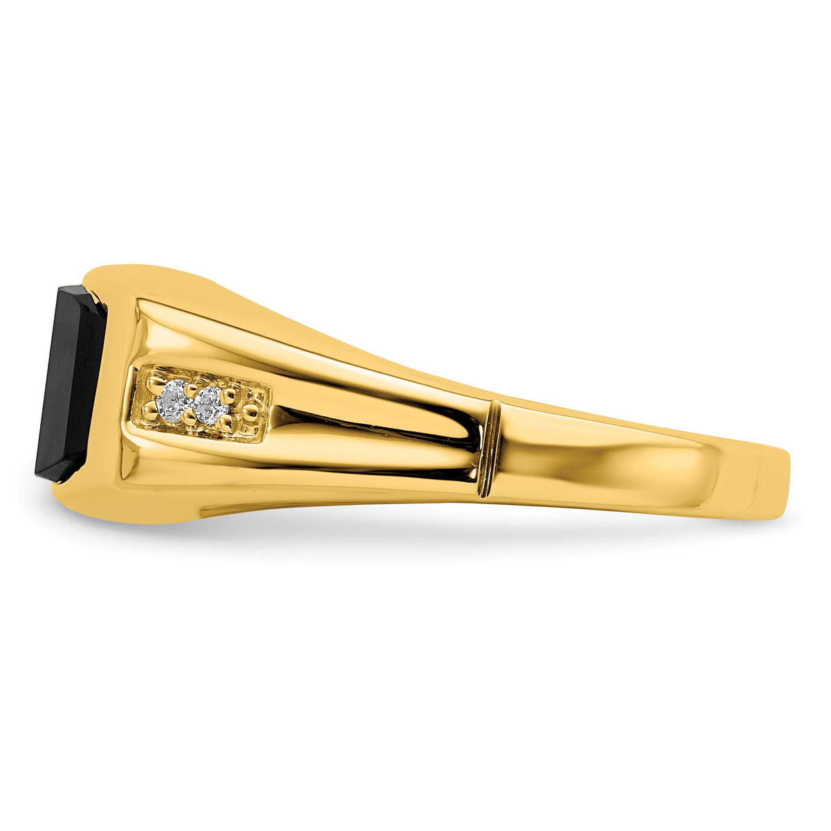 14k Onyx and Diamond Mens Ring-RM7483