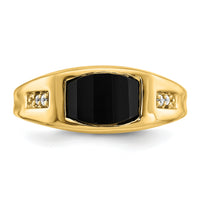 14k Onyx and Diamond Mens Ring-RM7483