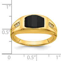 14k Onyx and Diamond Mens Ring-RM7483