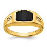 14k Onyx and Diamond Mens Ring-RM7483